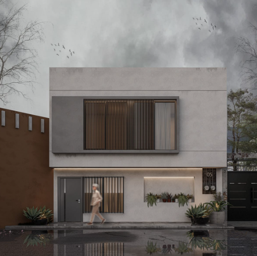 Casa moderna con fachada de concreto